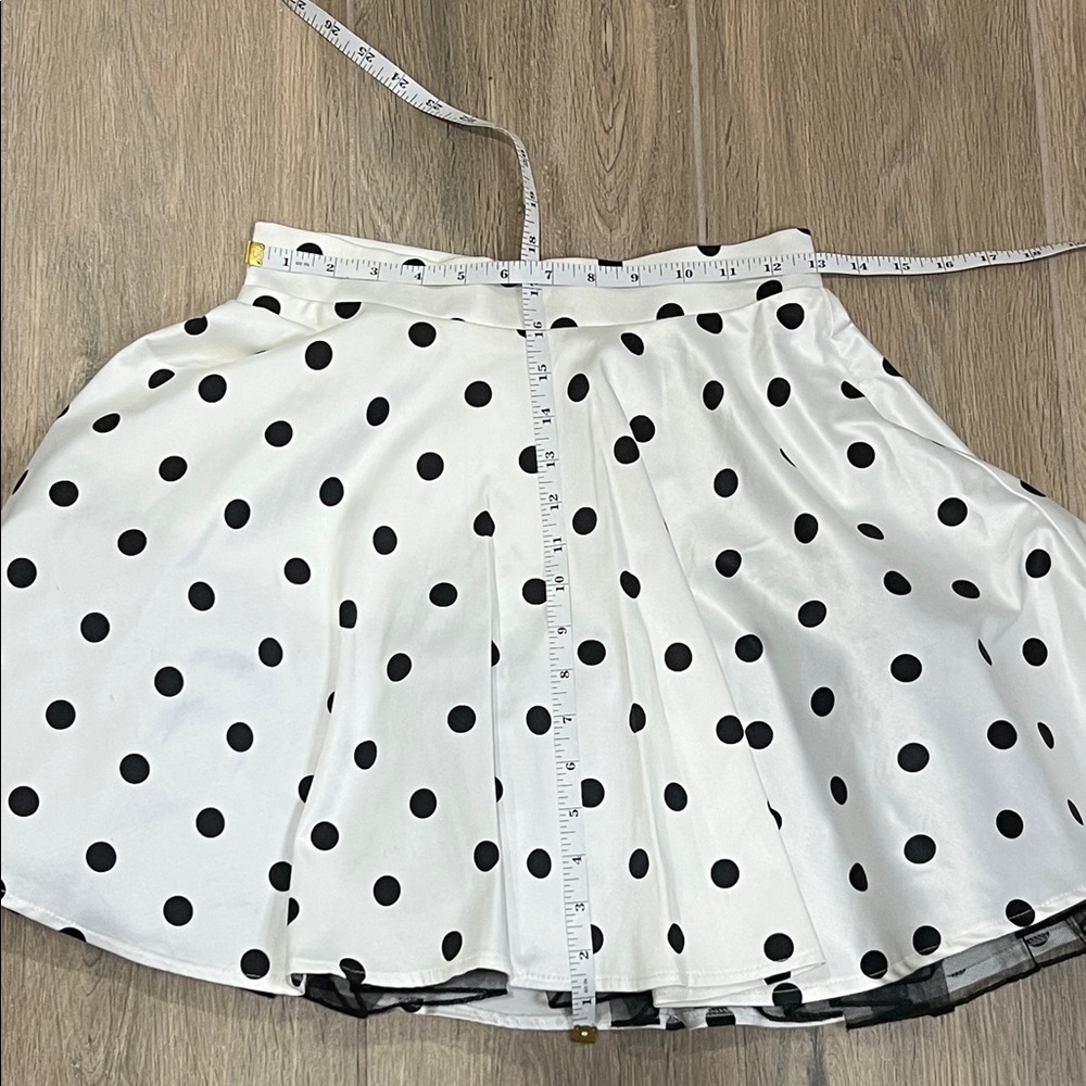 Formal Dress Black Sequin Top White Polka Dot Skater Skirt Hoco Two Piece Party - Picture 10 of 16